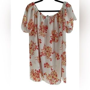 POLIANA PLUS 3X OFF SHOULDER YELLOW IVORY ORANGE FLORAL TOP